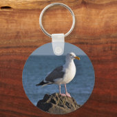 Witte zeemeeuw en oceaan sleutelhanger (Voorkant)