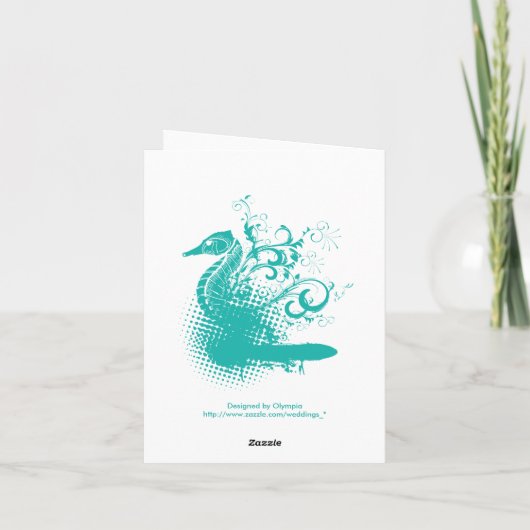 Witte zeepaard licht zeegroene trouw Dank je Bedankkaart (Achterkant)