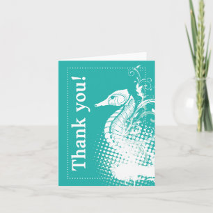 Witte zeepaard licht zeegroene trouw Dank je Bedankkaart