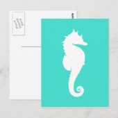 Witte Zeepaard op Turquoise Briefkaart (Voorkant / Achterkant)