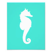 Witte Zeepaard op Turquoise Foto Afdruk (Voorkant)