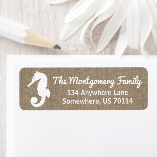 Witte Zeepaardkolen en Faux Burlap Etiket (Insitu)