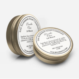 Witte zeepcosmetica in vintage stijl met zwarte te ronde sticker