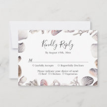 Witte Zeeschelp Strand Bruiloft RSVP Kaart