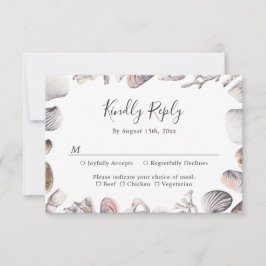 Witte Zeeschelp Strand Bruiloft RSVP Kaart