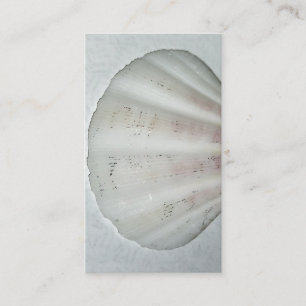 Witte Zeeschelp visitekaartje neutrale kleuren