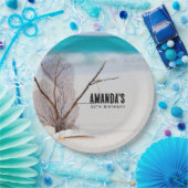 Witte zeeschelpen op een tropische strand verjaard papieren bordje (Feest)