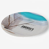 Witte zeeschelpen op een tropische strand verjaard papieren bordje (Gekanteld)