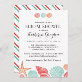 Witte zeeschelpen uitnodiging voor strandhuwelijk (Voorkant / Achterkant)