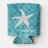 Witte Zeester Aqua Zee Glas Jouw tekst Blikjeskoeler (Voorkant)