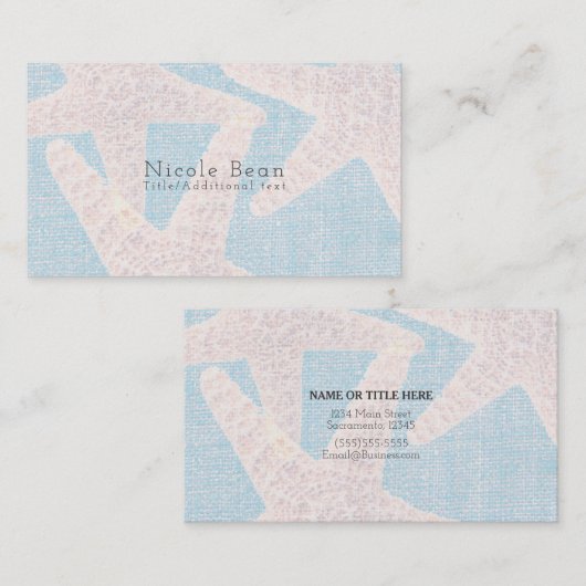 Witte Zeester & Blauwe Burlap Beach Modern Chic Visitekaartje (Voorkant / Achterkant)