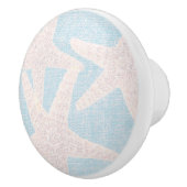 Witte Zeester & Blauwe Burlap Elegant Strand Keramische Knop (Rechts)