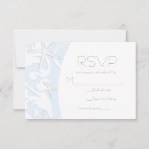 Witte Zeester Blauwe Strand Elegante Trouw-RSVP RSVP Kaartje