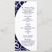 Witte Zeester Donkerblauwe Strand Bruiloftsprogram Programmakaart (Achterkant)