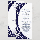 Witte Zeester Donkerblauwe Strand Bruiloftsprogram Programmakaart (Voorkant / Achterkant)