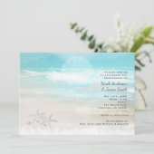 Witte Zeester Elegante Zomer Uitnodigingen Strand (Staand voorkant)