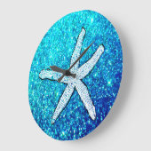 Witte Zeester Glitterende Sparkelende Teal Blauwe  Grote Klok (Hoek)