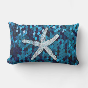 Witte Zeester Glitterende Twinkelende Meermin Teal Buitenkussen