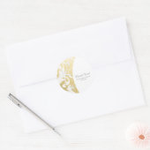 Witte zeester goud elegante strand bruiloft gunst ronde sticker (Envelop)