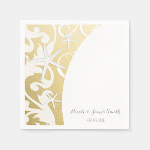 Witte Zeester Gouden Strand Elegante Trouw Servet