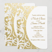 Witte Zeester Gouden Strand Trouw Uitnodigingen (Voorkant / Achterkant)