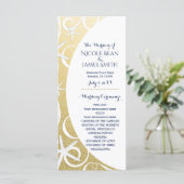 Witte Zeester Gouden Strand Trouwprogramma Programmakaart (Staand voorkant)