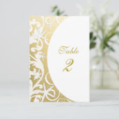 Witte Zeester Gouden Strand Trouwtafel Nummers Kaart (Staand voorkant)