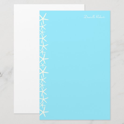 Witte Zeester grens gepersonaliseerde briefpapier (Voorkant / Achterkant)