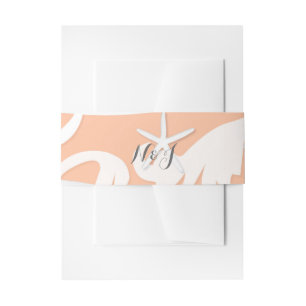 Witte Zeester Koraal Oranje Elegante Trouw Uitnodigingen Wikkel