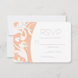 Witte Zeester Koraal Strand Elegante Trouw-RSVP RSVP Kaartje
