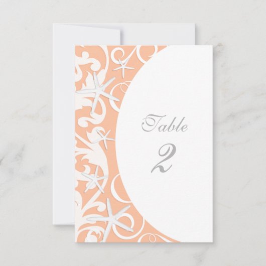 Witte Zeester Koraal Strand Trouwtafel Nummers Kaart (Voorkant)