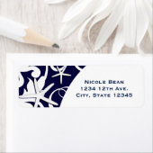 Witte Zeester Marineblauwe Elegante Strandbruiloft Etiket (Insitu)