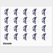 Witte Zeester Marineblauwe Elegante Strandbruiloft Ronde Sticker (Vel)