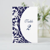 Witte Zeester Marineblauwe Strand Tafel Nummers Kaart (Staand voorkant)