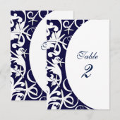 Witte Zeester Marineblauwe Strand Tafel Nummers Kaart (Voorkant / Achterkant)