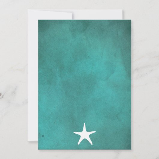 Witte zeester op blauwgroen bruiloft koppels douch kaart (Achterkant)