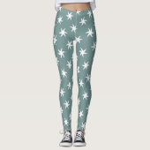 Witte zeester op strand blauw leggings (Voorkant)