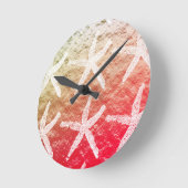 Witte Zeester Patronen Gouden Folie Roze Ombre Ronde Klok (Hoek)
