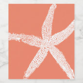 Witte Zeester Patronen Zalm Roze Oranje Cool Wijn Etiket (Enkel label)