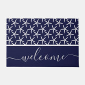 Witte zeester tegen een blauwe achtergrond deurmat (Voorkant)