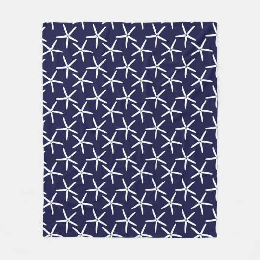 Witte zeester tegen een blauwe achtergrond fleece deken (Voorkant)