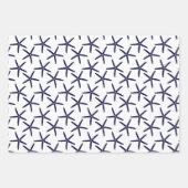 Witte zeester tegen een blauwe achtergrond inpakpapier vel (Voorkant 2)