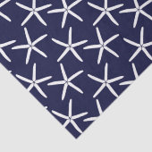 Witte zeester tegen een blauwe achtergrond tissuepapier (Detail)