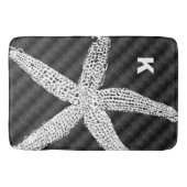Witte Zeester Zwart Patroon Monogram Initiaal Naam Badmat (Voorkant)