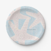 Witte zeesterren & blauwe Burlap Beach Party recep Papieren Bordje (Voorkant)