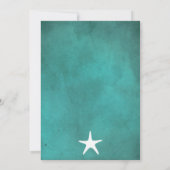 Witte zeesterren op blauwgroen huwelijksrepetitie  kaart (Achterkant)