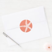 Witte zeesterren Patronen Zalm Roze Sinaasappel Sc Ronde Sticker (Envelop)