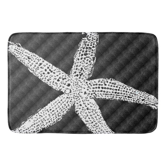 Witte zeesterren zwart patroon classy elegante inr badmat (Voorkant)