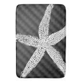 Witte zeesterren zwart patroon classy elegante inr badmat (Voorkant Verticaal)