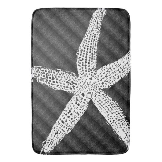 Witte zeesterren zwart patroon classy elegante inr badmat (Voorkant Verticaal)